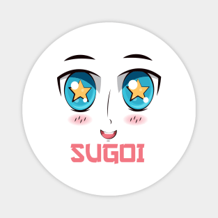 "SUGOI", Funny, Cute, Kawaii Anime Girl Face Magnet